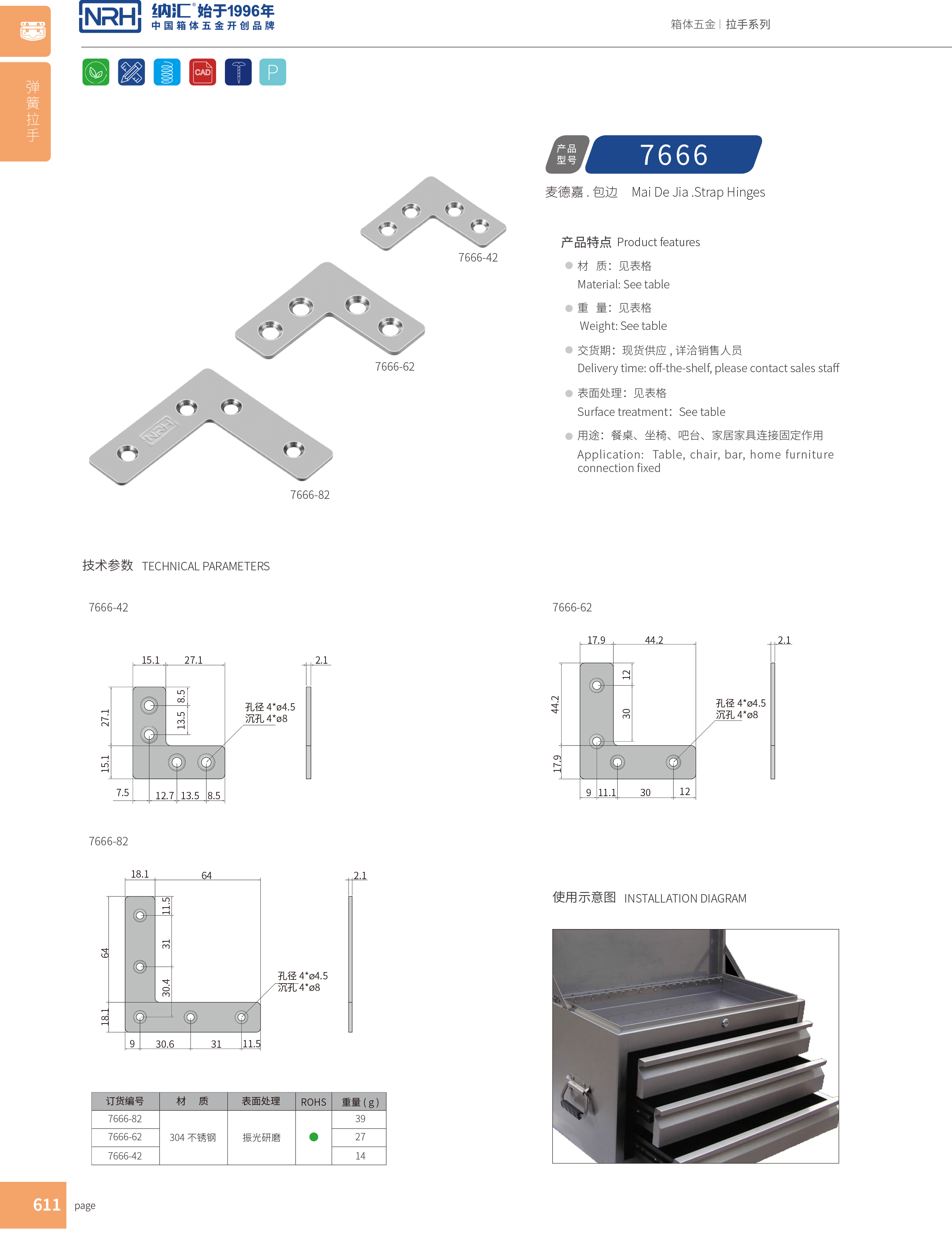 包邊7666-42工具箱角碼_不鏽鋼包角_NRH麻豆传媒国产成人电影包邊 