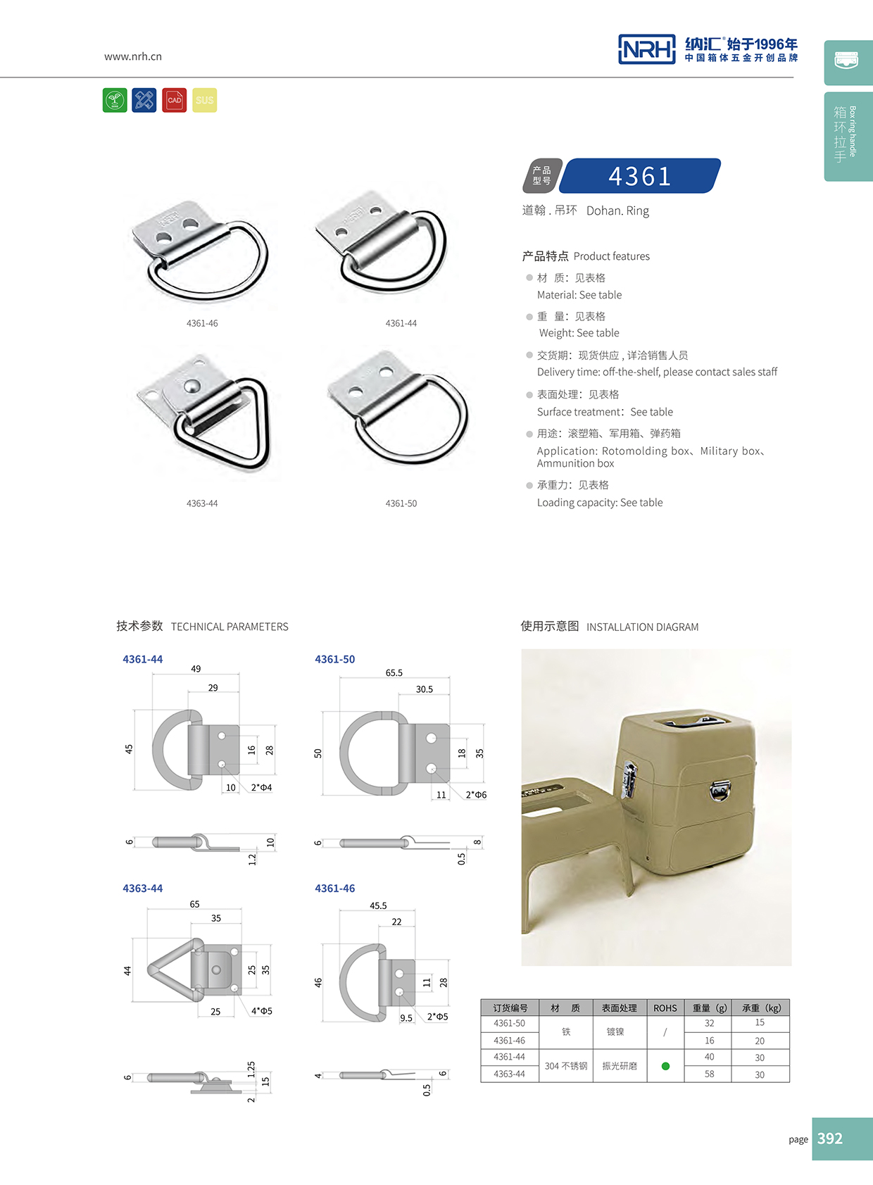 麻豆传媒国产成人电影/NRH 滾塑箱吊環 4361-44