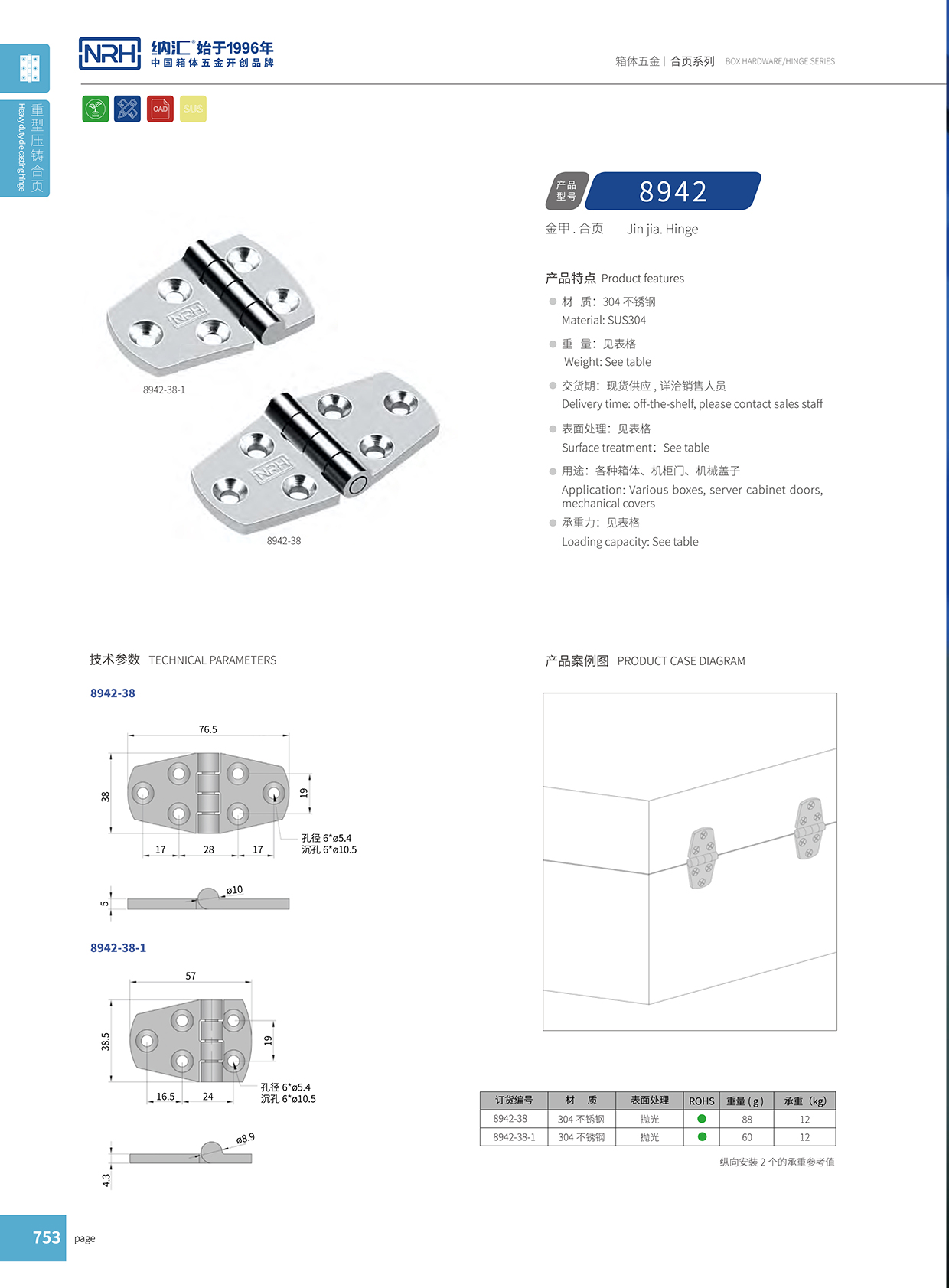 麻豆传媒国产成人电影/NRH 8942-38 五金工業鉸鏈