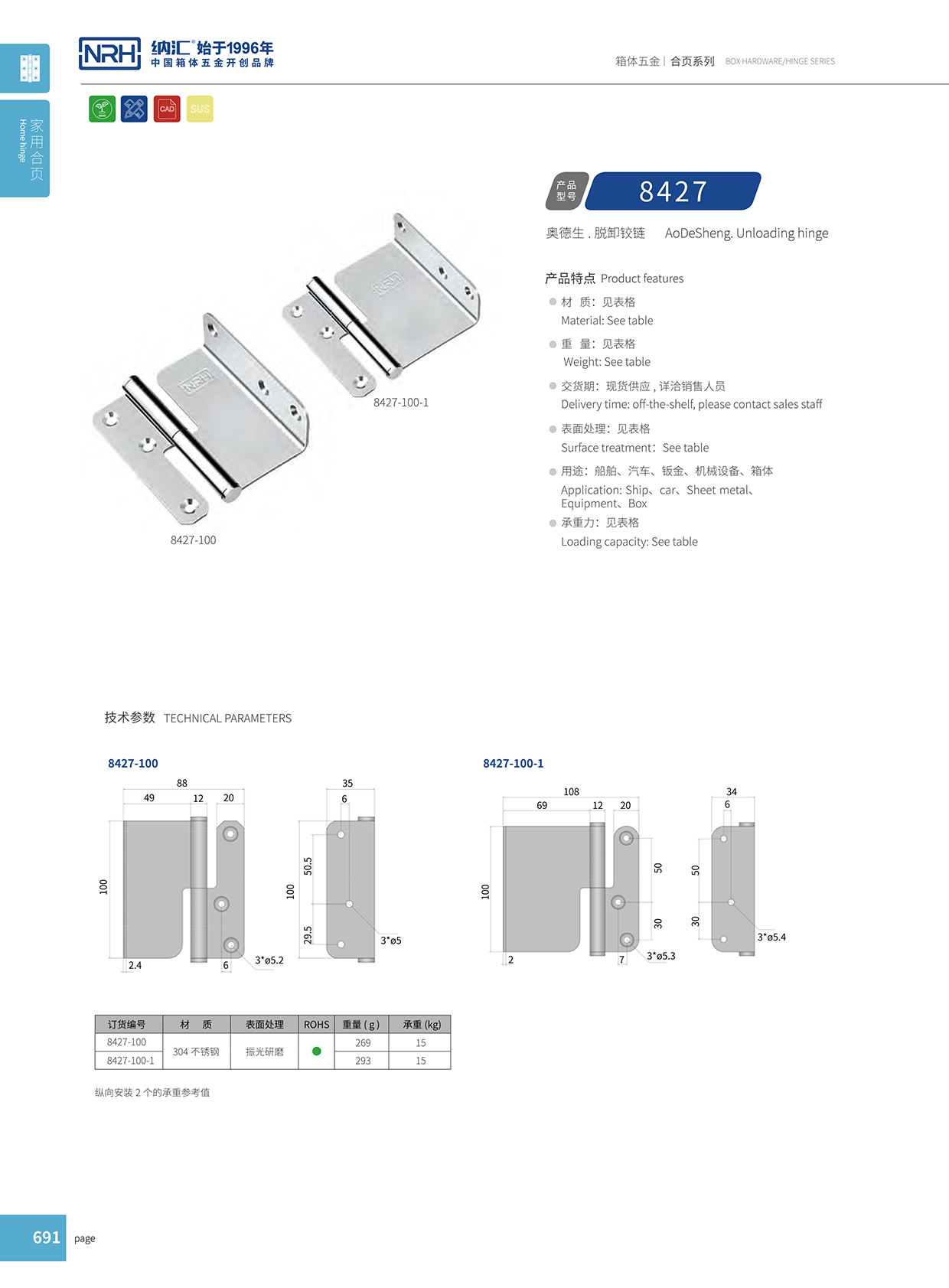 麻豆传媒国产成人电影/NRH 8427-100 控製櫃鉸鏈