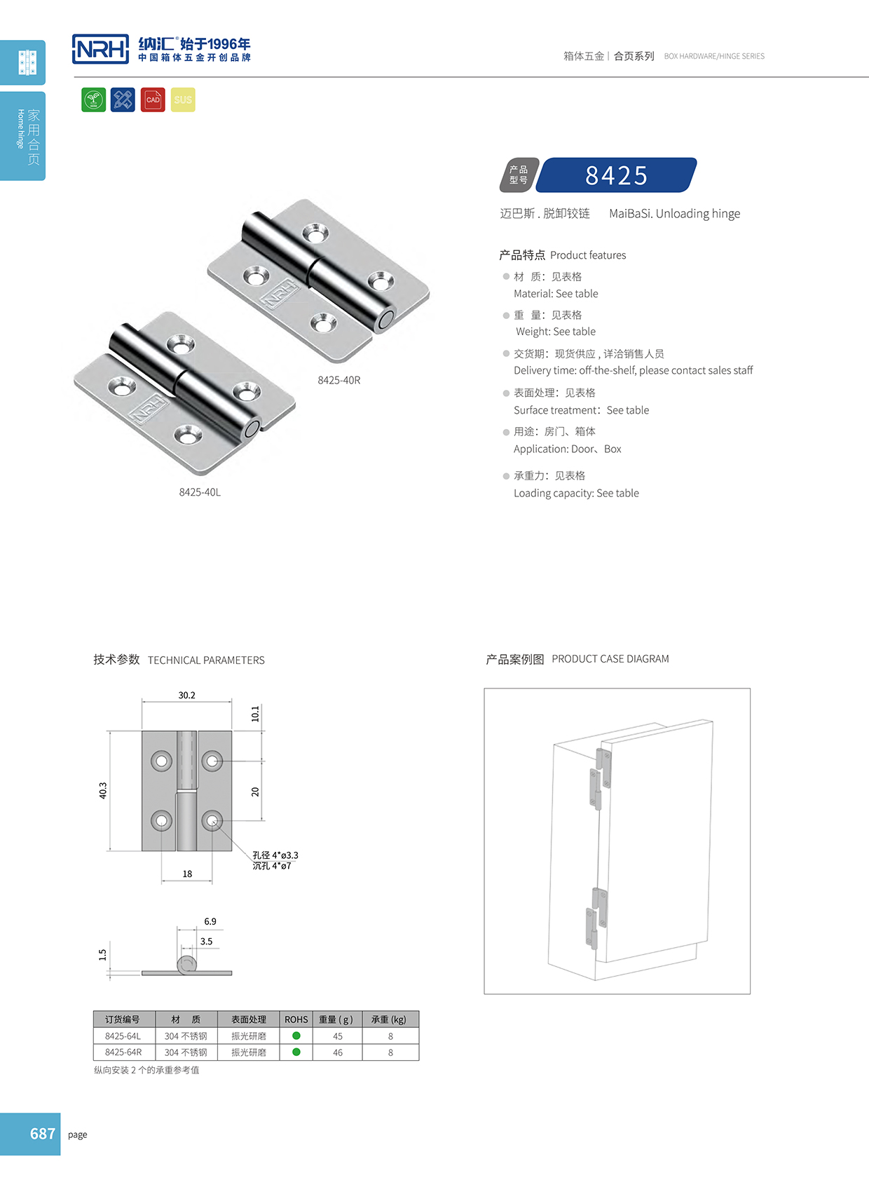 麻豆传媒国产成人电影/NRH 8425-64-Z 電箱鉸鏈